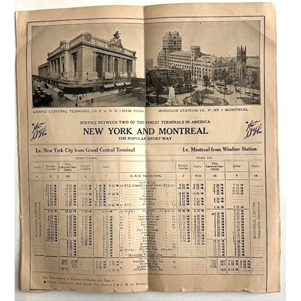 January 1946 Delaware & Hudson‎ RR Railroad Timetable NY Saratoga Montreal